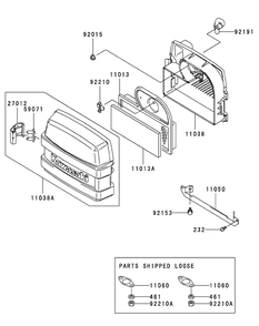 Kawasaki Fh580v-As05 Air-Filter And Muffler Diagram and Parts List for ENFORCER44 53BI3AGF050-19HP Cub Cadet Lawn Tractor